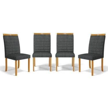 Imagem de Kit Com 4 Cadeiras Sara Madeira Maciça Estofadas Para Mesa De Jantar L