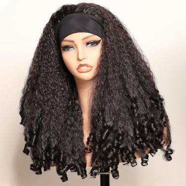 Imagem de Nova peruca afro encaracolada com textura de cabelo trançado sintético com cachos saltitantes exclusivos no final 50 cm perucas para mulheres negras, castanho-escuro, cabelo crespo 4C