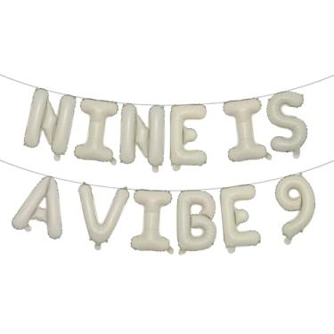 Imagem de Nine Is A Vibe Birthday Decorations Groovy 9th Birthday Party Supplies Nine Balloon Hippie Banner Decor Retro Decor for Nine Years Old Girl (NINE IS A VIBE 9 Cream)