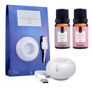 Imagem de Kit Aparelho Aromatizador Elétrico Usb Porcelana Notebook Pc Escritori