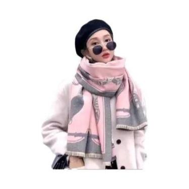 Imagem de Cachecol Feminino De Caxemira De Inverno, Luxuoso, Grosso E Quente, Co