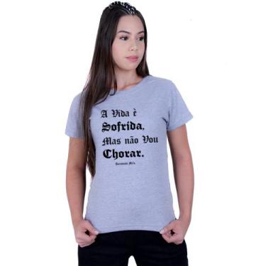 Imagem de Camiseta Baby Look Feminina Racionais Mcs A vida - Lafre, Cinza, GG