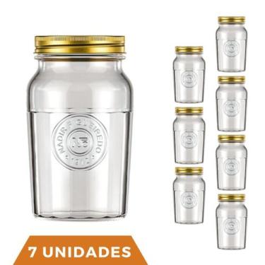 Imagem de 7 Potes Vidro Americano Rosca Alimento 1Litro Vintage Nadir - NADIR FI