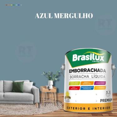 Imagem de Tinta Borracha Líquida Cor Azul Para Parede 3,2l Acrílica Lavável Anti