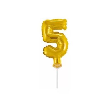 Imagem de Topo De Bolo Vela Balão Auto Inflável Dourado Metalizado - PartiuFesta