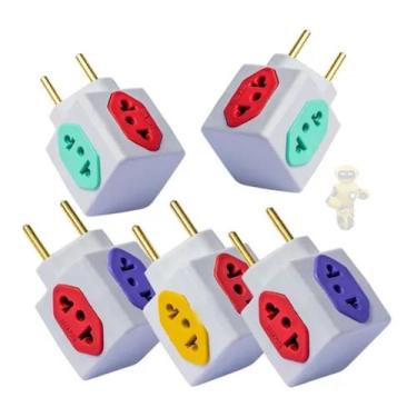 Imagem de 05 X Adaptador Tomada Cubo 4 IN 3 Entrada 10A 1 Entrada 20A Multitomad