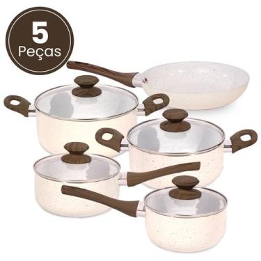Imagem de Jogo de Panelas Antiaderente com Revestimento de Cerâmica 5 Peças com 