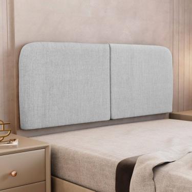 Imagem de Cabeceira Painel Orgânico Cama Box Queen Size Aira 160cm Dobrável Linho Cinza Claro - Desk Design