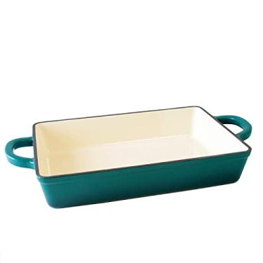 Imagem de Crock Pot Forma para lasanha de ferro fundido esmaltado de 33 cm, verde-azulado