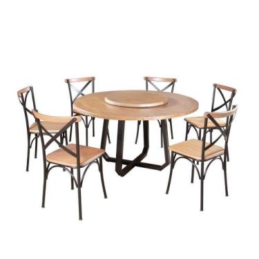 Imagem de Mesa Jantar Redonda Prato Giratório Clarisse 1,60M 6 Cadeiras Paris Ba