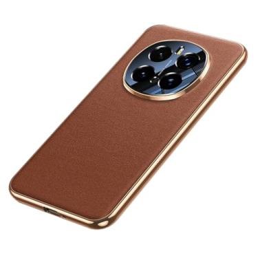 Imagem de FWYANZH Capa de couro genuíno para Honor Magic 7 Pro/7, proteção de lente com tudo incluído, capa fina de couro bovino luxuosa, à prova de choque, marrom, 7Pro