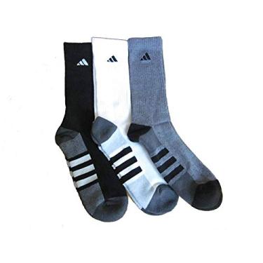 Imagem de Meias masculinas Adidas acolchoadas coloridas (pacote com 3), Black/White/Gray, Large