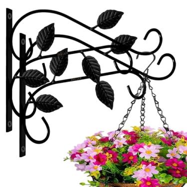 Imagem de ZEECER Suporte para pendurar ao ar livre, cabides de plantas de 30,5 cm, conjunto com 2 unidades, suporte de metal em forma de folha, ganchos de plantas para pendurar na parede para cestos pendurados