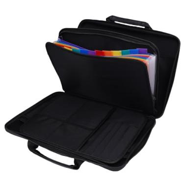 Imagem de Asixxsix Bolsa para documentos à prova de fogo, Bolsa rígida com 13 bolsos e trava, à prova d'água com isolamento térmico para documentos importantes, arquivos de laptop, certificados