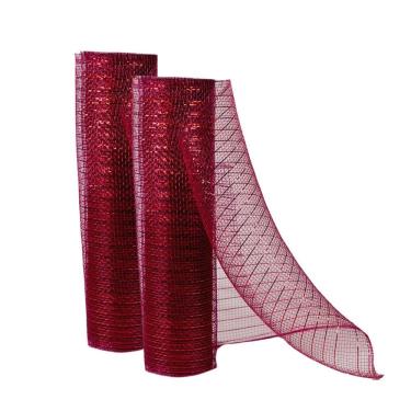 Imagem de Jogo 2 Telas Decor Natal Malha Tule Fita Trançada Vinho Bordô 25cm x 5 metros - Magizi
