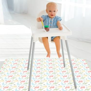 Imagem de Tapete de respingo para bebês embaixo da cadeira alta, tapete bagunçado para crianças, 138 cm, impermeável, comida de bebê, almofada de chão antiderrapante portátil para piquenique (colorido)