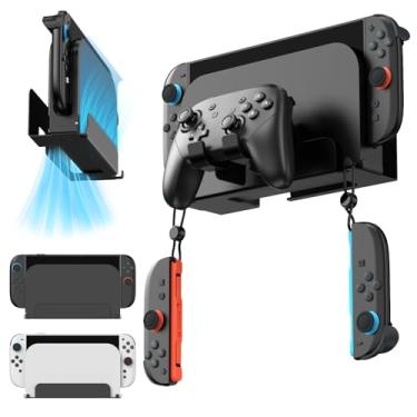 Imagem de Thlevel Metal Wall Mount for Nintendo Switch 2/ Switch 1/Switch OLED Console Slim Design Organizer Shelf Behind TV Compatible with Joy-Con & Pro Controller Holder