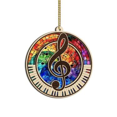 Imagem de Enfeites de notas musicais - Enfeite de Natal com nota musical - Enfeites musicais para árvore de Natal - Presentes para amantes musicais, homens, mulheres - 2 camadas