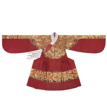 Imagem de Robe masculino original de 4 cores da dinastia Ming com gola alta, imitação de ouro, flor e manga grande, Vermelho, 175