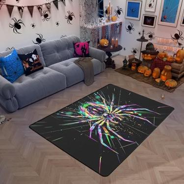 Imagem de Tapete de área infantil gótico de teia de aranha tarântula, tapete de entrada, tapete de entrada, tapete antiderrapante moderno psicodélico mágico, aquarela, colorido, sofá, sala de estar, 1,72 m x