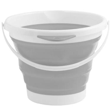 Imagem de Balde Dobrável Retrátil Sanfonado Multiuso Silicone 10L - Cinza
