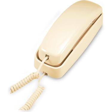 Imagem de AT&T Telefone doméstico com fio TRIMLINE 210, sem necessidade de alimentação AC, fácil de montar na parede, teclado com botão grande iluminado, 13 teclas SpeedDial rediscagem de último número, mudo, flash, controle de volume, bege