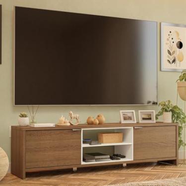 Imagem de Rack para Tv até 80 Polegadas 180cm 2 Portas Rustic/branco Linz Madesa