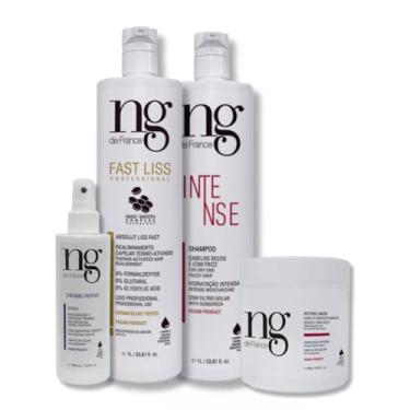 Imagem de Kit Ng De France Fast Liss 1L+ Spray Thermo Repair + Shampoo Intense 1L + Máscara Intense 500g | Escova progressiva | Realinhamento capilar vegano | Hidratação | Protetor térmico