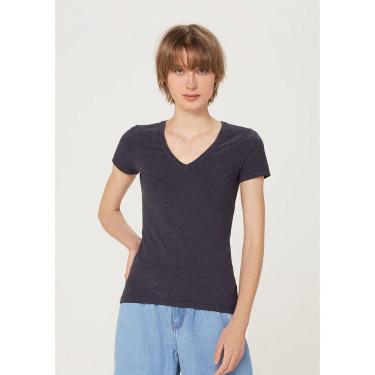 Imagem de Camiseta Feminina Básica Decote V Com Elastano Hering