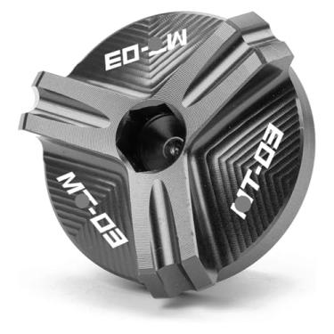 Imagem de Compatível com MT03 MT07 FZ07 MT10 FZ10 MT25 MT 03 07 10 25 YZF R1 R3 R6 FZ1 FZ6 Fa&zer Tampa de enchimento de óleo de motor de motocicleta (MT03-cinza)
