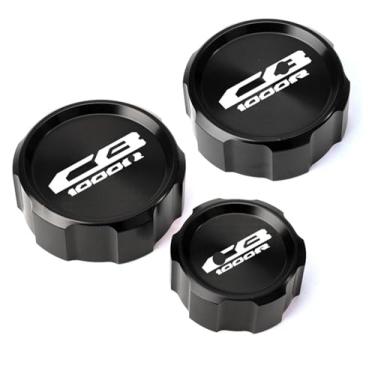 Imagem de Acessórios para motocicletas, tampas de reservatório de fluido de freio da embreagem dianteira traseira compatível com CB1000R CB 1000R Cb1000 R 2009-2015 2016 (3 tampas preta)