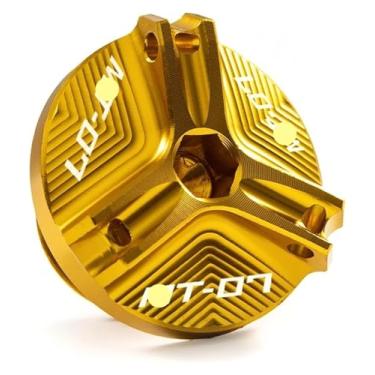 Imagem de Compatível com MT07 MT 07 Mt-07 FZ07 2015-2022 2023 2024 Acessórios Tampa do reservatório de fluido de freio dianteiro traseiro tampas de válvula de enchimento de óleo (uma tampa de enchimento dourada