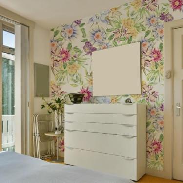 Imagem de ESSMOKO Papel de parede pintado à mão aquarela floral PVC autoadesivo para loja quarto sala de estar móveis decoração adesivos BZMJ20014 sem cola 45 * 600 cm 45 * 600 cm