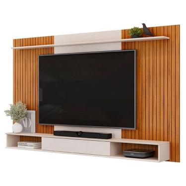 Imagem de Painel TV 70 Pol 215cm Bancada Suspensa Ethan D04 Freijó/Off - Mpozenato