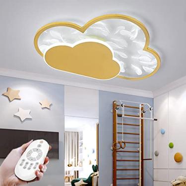 Imagem de Luminária de teto LED para crianças, luminária de teto moderna com design de nuvem, lustre regulável com controle remoto, luz de decoração para quarto de menino e menina, sala de estar, escr