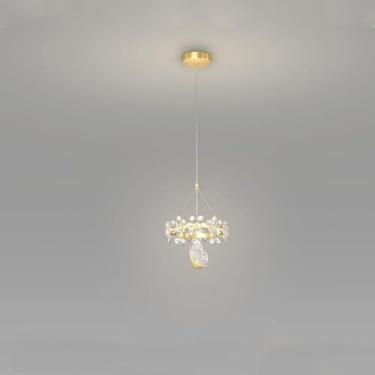 Imagem de Lustre de Cristal Ilha Pendente Luz Dourada LED Mini Lustre Corda Filamento Lua Bola De Vidro Luzes Pendentes Moderno Lustre Borboleta para Quarto Vestiário Sala De Jantar, B