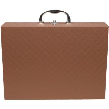 Imagem de Porta Joias Grande Em Maleta Dupla - Organizador Com VáRias Bandejas Para Bijuterias, Ideal Para Viagem - Caixa Grande Para Guardar Toda Sua ColeçãO(Caramelo c/Terra Cota)