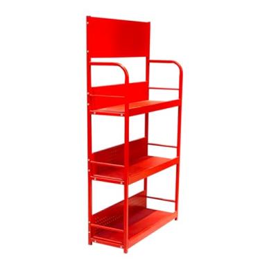 Imagem de Prateleira de supermercado de metal de 3 camadas, prateleira de exibição de lanches independente para loja de retalho, mercado, sala de cinema, estação de festa, farmácia, posto de supermercado c