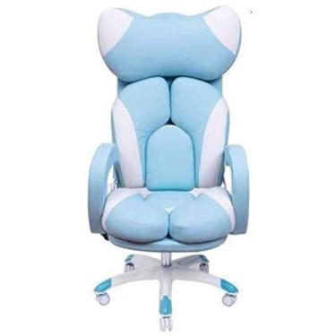 Imagem de Gaming, ergonômico, escritório, computador fofo pode ficar com apoio para os pés, braço giratório, azul, sem apoio para os pés