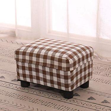 Imagem de Banqueta dobrável, banquinho para pés de otomano, banquinho pequeno, tecido otomano, 4 pernas, antiderrapante, pés de madeira maciça, moderno, casa, sala de estar, quarto, banco retangular com assento