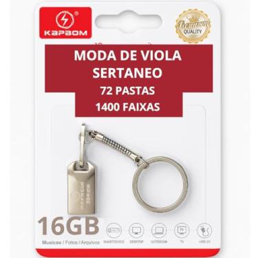 Imagem de Pen Drive 16GB Gravado Com Músicas Moda de Viola e Sertanejo - 72 Pastas Com 1400 Faixas.