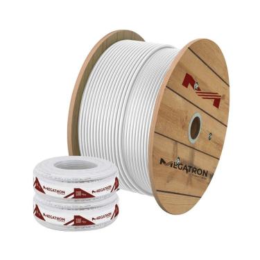 Imagem de Cabo Megatron Coaxial 85% Malha RF-CFTV para Câmera de Segurança 300m Branco