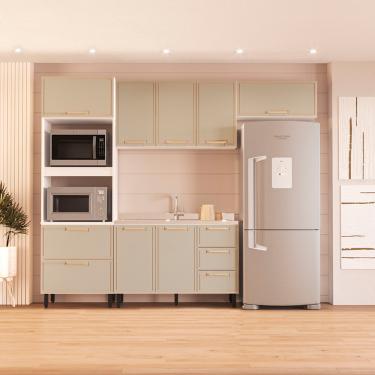 Imagem de Cozinha Modulada 4 Peças sem Pia Amara Politorno Móveis - Branco/Verde