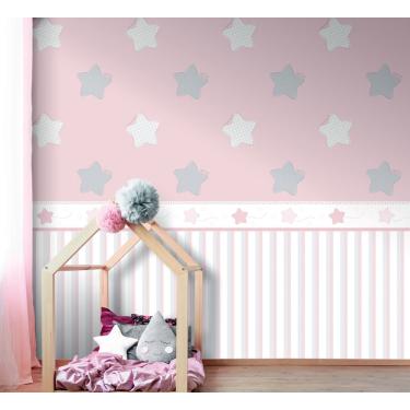 Imagem de Papel de Parede Lullaby Estrela Polaris Rosa 2242 - Rolo: 10m x 0,53m