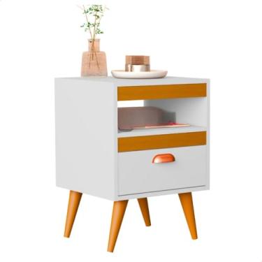 Imagem de Kit 2 Mesa De Cabeceira Para Quarto Com Pés e Gaveta (Branco Ype)