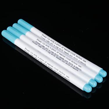 Imagem de Caneta apagável a água, 4 peças, marcadores de tecido de 1 mm, apagáveis a ar para marcações temporárias em tecido azul, fácil remoção com água para costura e artesanato