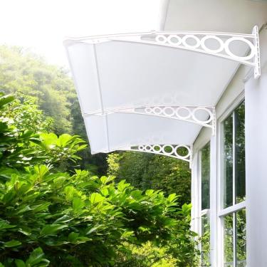 Imagem de Toldo Policarbonato 2,00x0,50m Cobertura para Portas e Janelas Imperial com Fita de Vedação Proteção Casa e Comércio com Filtros de Raios UV (MILK COM BRANCO)