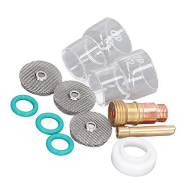 Imagem de Copo de vidro da tocha de soldagem tig, 11 peças de acessórios de tocha de soldagem tig, lente de gás de tocha de soldagem tig para wp17, componentes mecânicos