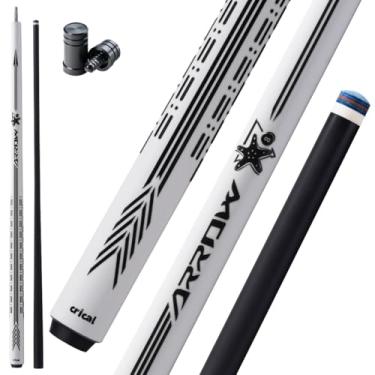 Imagem de CRICAL Bastão de sinuca de fibra de carbono 147.3 cm taco de bilhar profissional de baixa deflexão com junta de 3/8 x 8 pinos e ponta de 12,5 mm para adultos (branco)