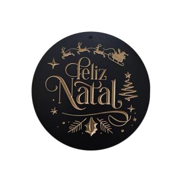 Imagem de Placa Feliz Natal Decoração De Natal Enfeites De Natal Festas 45x45cm (Preto)